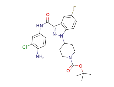 tert-butyl 4-(3-((4-amino-3-chlorophenyl)carbamoyl)-5-fluoro-1H-indazol-1-yl)piperidine-1-carboxylate